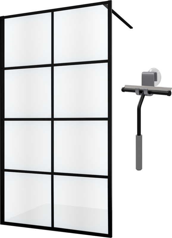 Душевая перегородка Wasserkraft Glan 66W 120 см, профиль черный матовый + скребок