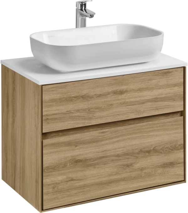 Тумба с раковиной AQUATON Либерти 75 со столешницей белый глянец, раковина Лола 60