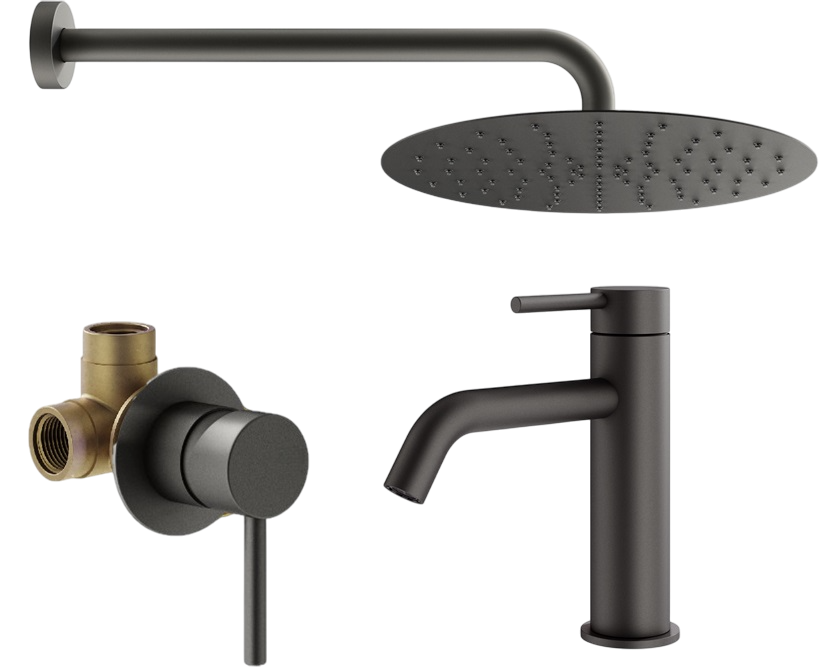 Комплект для ванной Plumberia Selection Ixo KITXO01GR53 С ВНУТРЕННЕЙ ЧАСТЬЮ, графит матовый