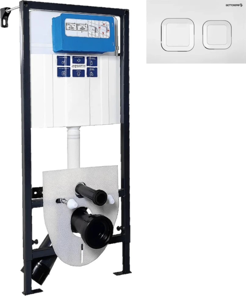 Комплект Инсталляция BETTOSERB Sava Fix Slim 40006456 + Кнопка Smart 40006470 цвет белый глянец