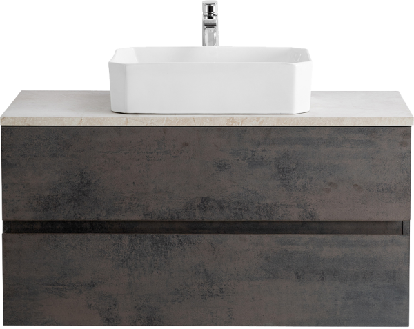 Тумба с раковиной Cezares Molveno 46 100 ossido, со столешницей marmo crema opaco