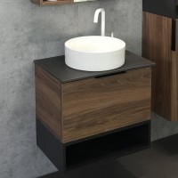 Мебель для ванной комнаты Comforty Штутгарт 60 дуб тёмно-коричневый, с раковиной Comforty 9111
