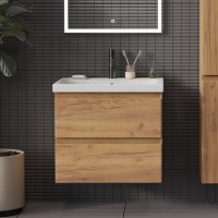 Тумба с раковиной SanStar Riana 60 подвесная, дуб крафт золотой, раковина Moduo 60