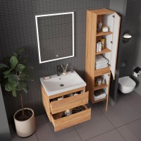 Тумба с раковиной SanStar Riana 60 подвесная, дуб крафт золотой, раковина Moduo 60