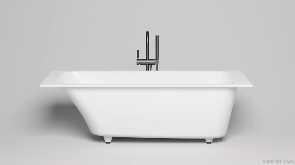 Ванна из искусственного камня Salini Orlanda Kit S-Stone 170x75 см, встраиваемая, матовая белая, на ножках, с донным клапаном