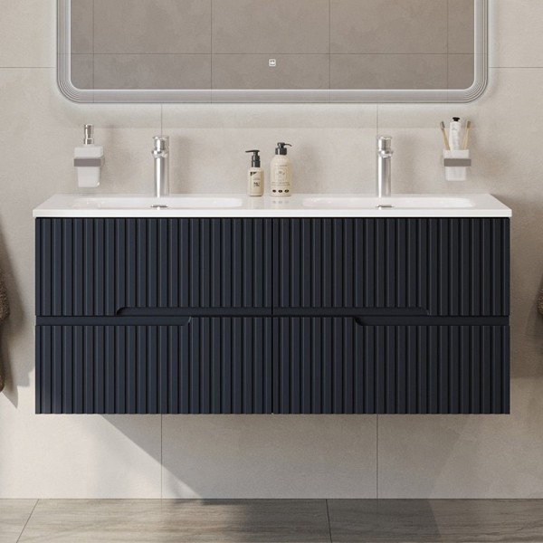 Тумба с раковиной Cezares Duet 120 grafito, раковина Cezares CZR-8073-120-2 двойная