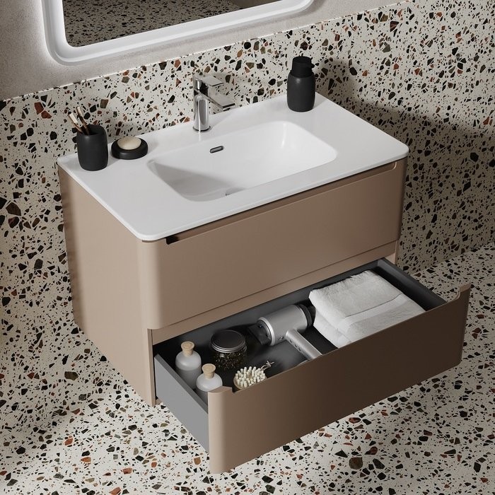 Тумба с раковиной IDDIS Edifice 80 подвесная, капучино, раковина 0108000i28