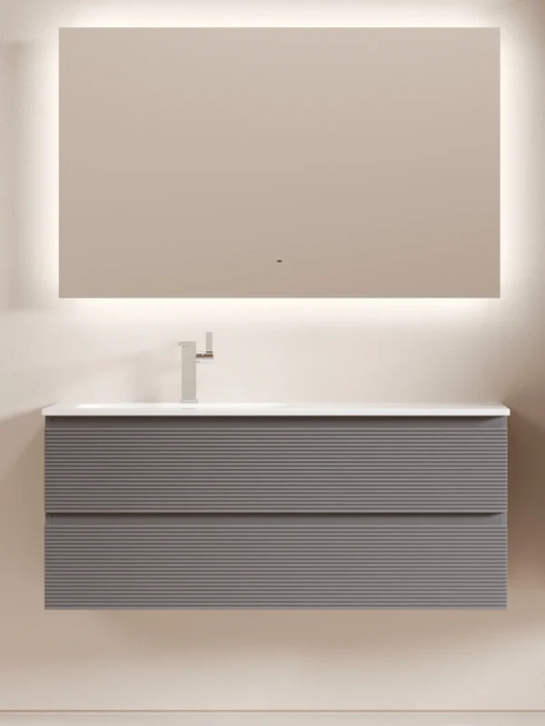 Мебель для ванной комнаты Sancos Folk 120 L подвесная, 2 ящика, grey soft