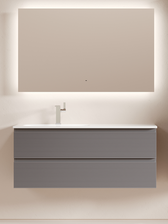 Мебель для ванной комнаты Sancos Folk 120 L подвесная, 2 ящика, grey soft