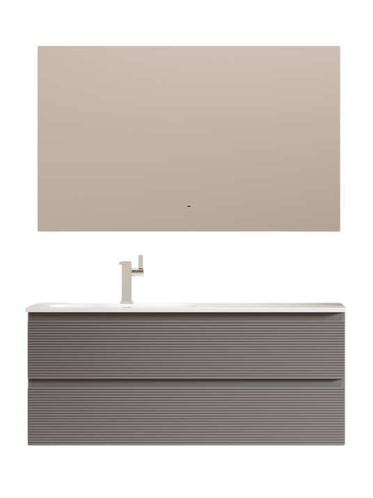 Мебель для ванной комнаты Sancos Folk 120 L подвесная, 2 ящика, grey soft
