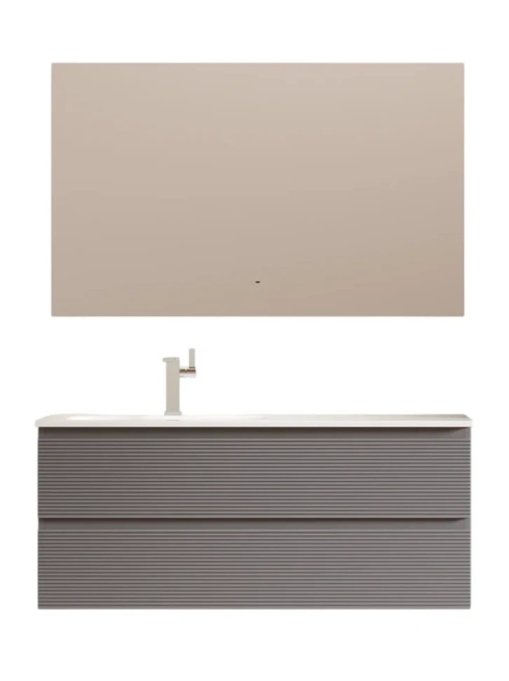 Мебель для ванной комнаты Sancos Folk 120 L подвесная, 2 ящика, grey soft