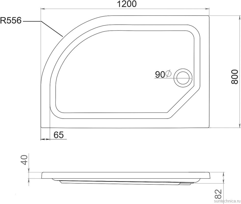 Поддон для душа Triton ПД16 левый 120х80