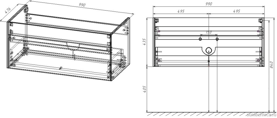 Мебель для ванной комнаты Vincea Chiara 100, камень, с белой раковиной
