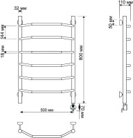 Полотенцесушитель электрический Secado Агата 1 85x55 см, подключение справа, бронза, лесенка, латунь