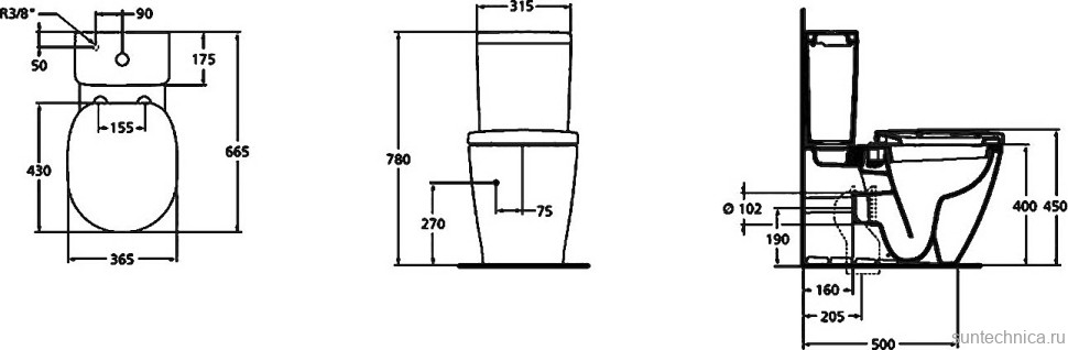 Унитаз-компакт напольный Ideal Standard Connect Cube E803701