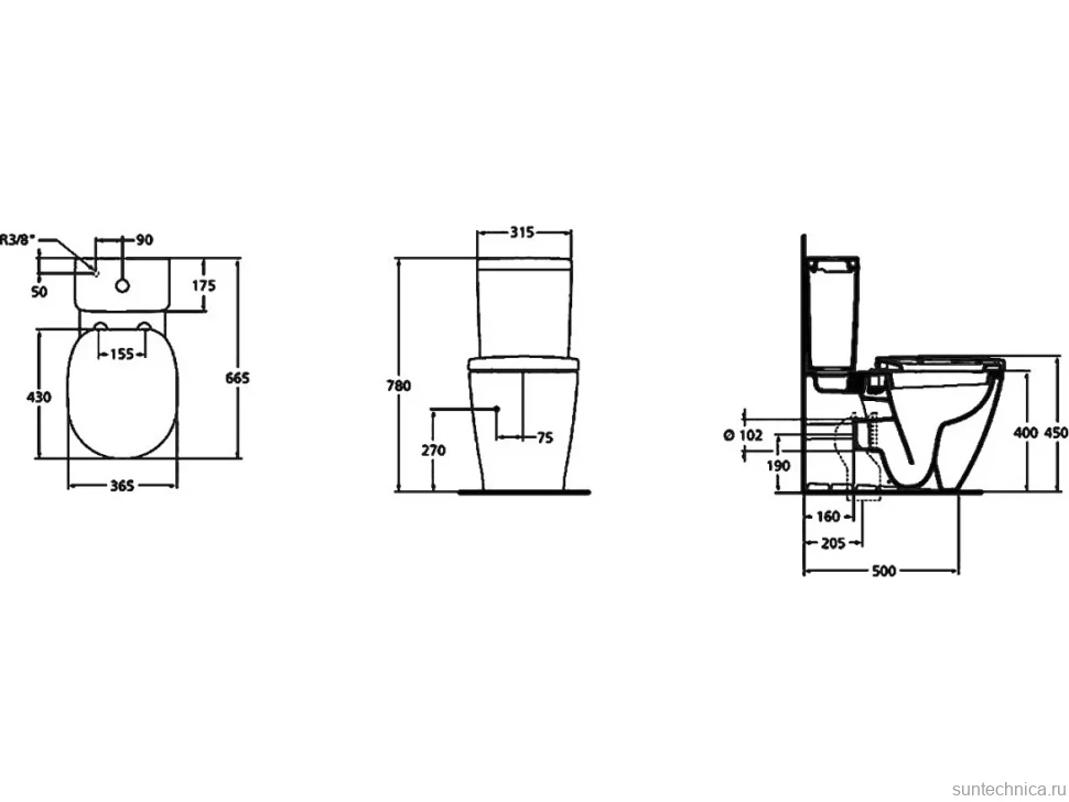 Унитаз-компакт напольный Ideal Standard Connect Cube E803701