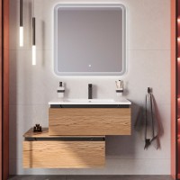 Тумба с раковиной Cezares Slider 80 подвесная, 2 ящика, дуб тангент