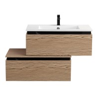 Тумба с раковиной Cezares Slider 80 подвесная, 2 ящика, дуб тангент