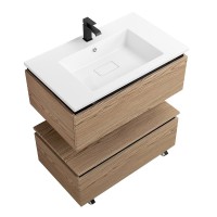 Тумба с раковиной Cezares Slider 80 подвесная, 2 ящика, дуб тангент