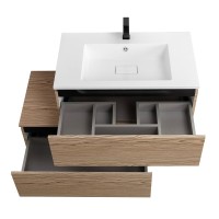 Тумба с раковиной Cezares Slider 80 подвесная, 2 ящика, дуб тангент