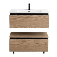 Тумба с раковиной Cezares Slider 80 подвесная, 2 ящика, дуб тангент