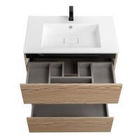 Тумба с раковиной Cezares Slider 80 подвесная, 2 ящика, дуб тангент