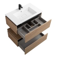 Тумба с раковиной Cezares Slider 80 подвесная, 2 ящика, дуб тангент