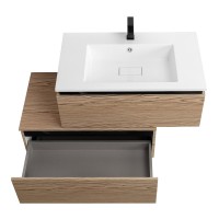 Тумба с раковиной Cezares Slider 80 подвесная, 2 ящика, дуб тангент