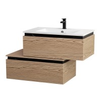 Тумба с раковиной Cezares Slider 80 подвесная, 2 ящика, дуб тангент