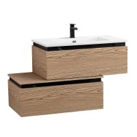 Тумба с раковиной Cezares Slider 80 подвесная, 2 ящика, дуб тангент