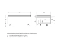Тумба с раковиной Cezares Slider 80 подвесная, 2 ящика, дуб тангент