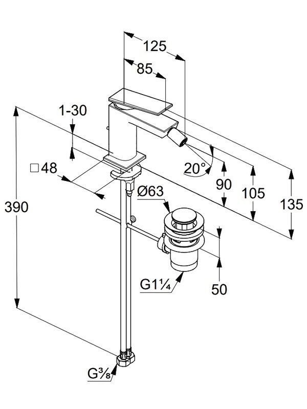Смеситель для биде Kludi Decus 54217N275 оружейная сталь PVD