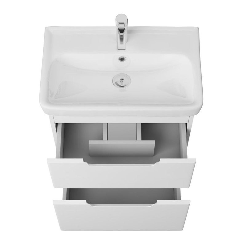 Тумба с раковиной Dreja Q Plus 55 подвесная, белый глянец