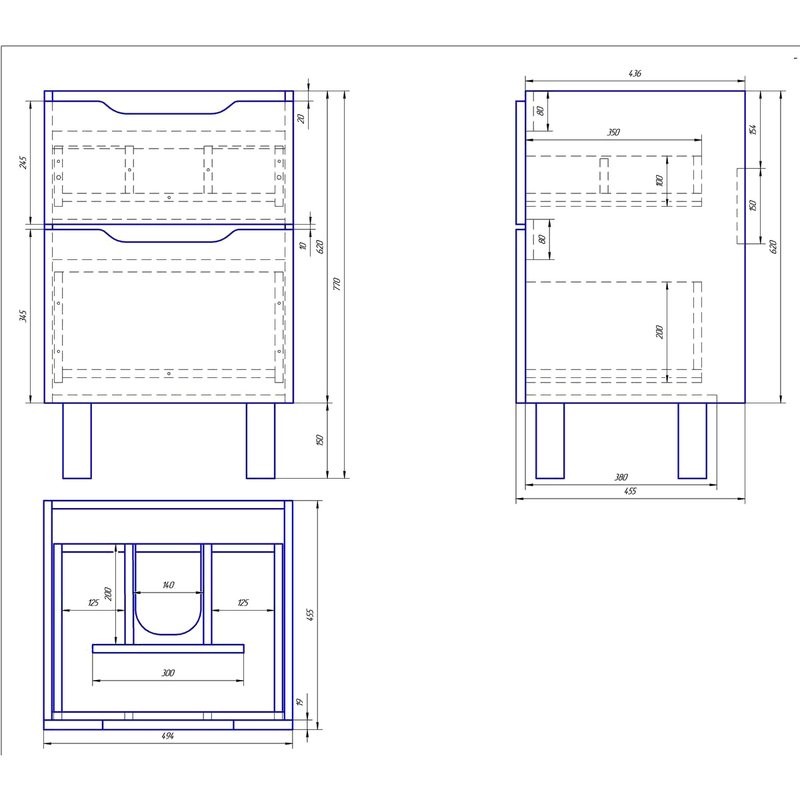 Тумба с раковиной Dreja Q Plus 55 подвесная, белый глянец