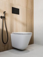 Унитаз подвесной KERAMA MARAZZI Cubo Geometrica безободковый, с микролифтом, глянцевый белый