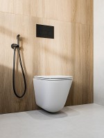 Унитаз подвесной KERAMA MARAZZI Cubo Geometrica безободковый, с микролифтом, глянцевый белый