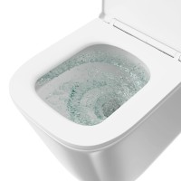 Унитаз подвесной KERAMA MARAZZI Cubo Geometrica безободковый, с микролифтом, глянцевый белый