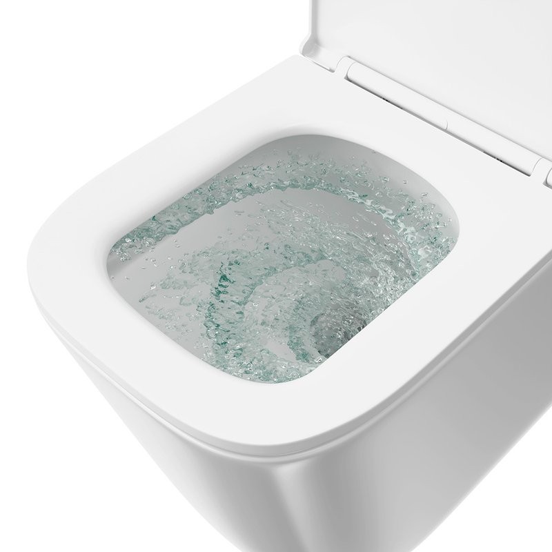 Унитаз подвесной KERAMA MARAZZI Cubo Geometrica безободковый, с микролифтом, глянцевый белый