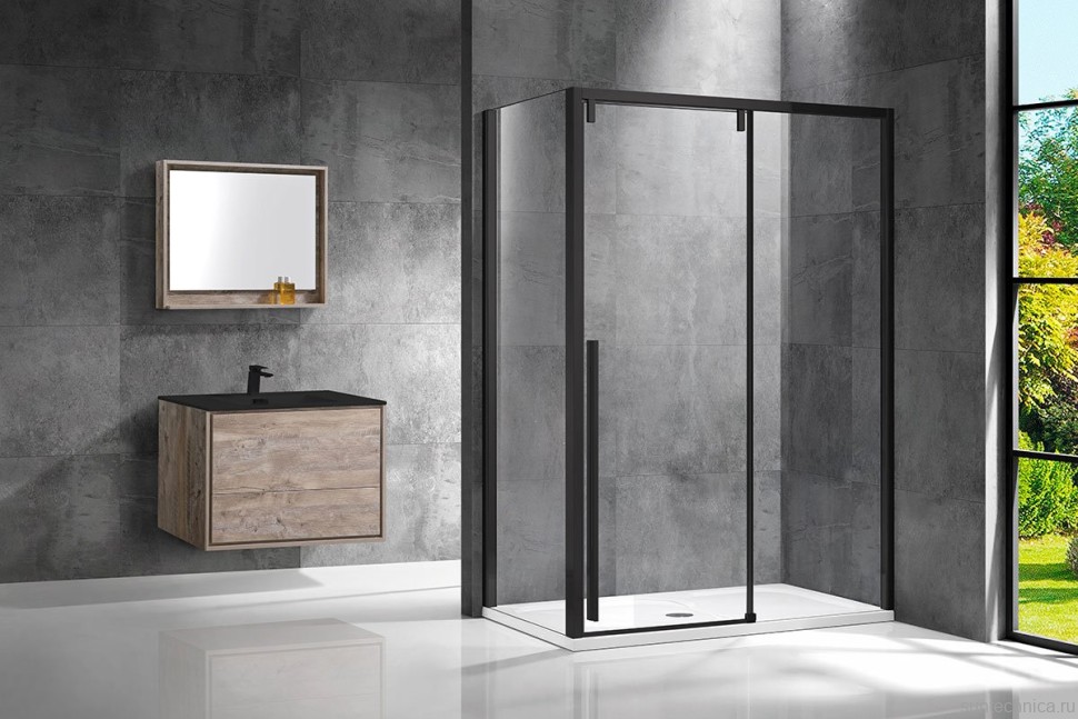 Душевой уголок Vincea Lugano VSR-1L9014CLB-1 140х90 см, профиль черный