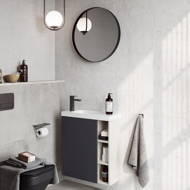 Мебель для ванной комнаты Aqwella Alba 60 L, подвесная, светлый камень