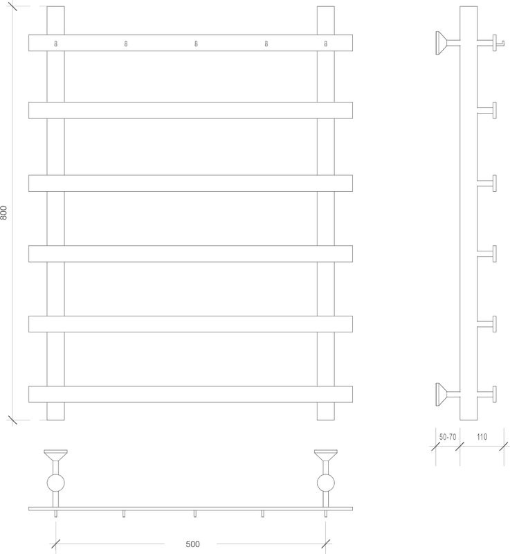 Полотенцесушитель водяной Secado Понтида 1 К 80x60 см, хром, лесенка