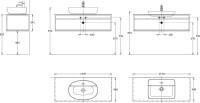 Консоль с раковиной KERAMA MARAZZI Plaza Next 120 подвесная, с раковиной PLR.wb.55.02, черная матовая, серый камень
