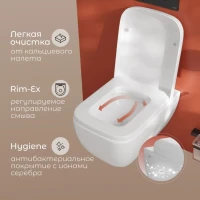 Унитаз подвесной VitrA Shift 7742B003-0075 с микролифтом + Крышка-сиденье VitrA Shift 91-003-009 с микролифтом, петли хром
