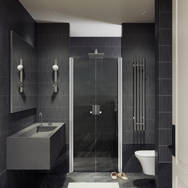 Душевая дверь в нишу Maybahglass MGD-431-1 80 см, профиль матовый белый, стекло графит