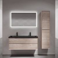 Мебель для ванной комнаты Sancos Marmi 2.0 120 черная раковина, на двоих, дуб галифакс натуральный