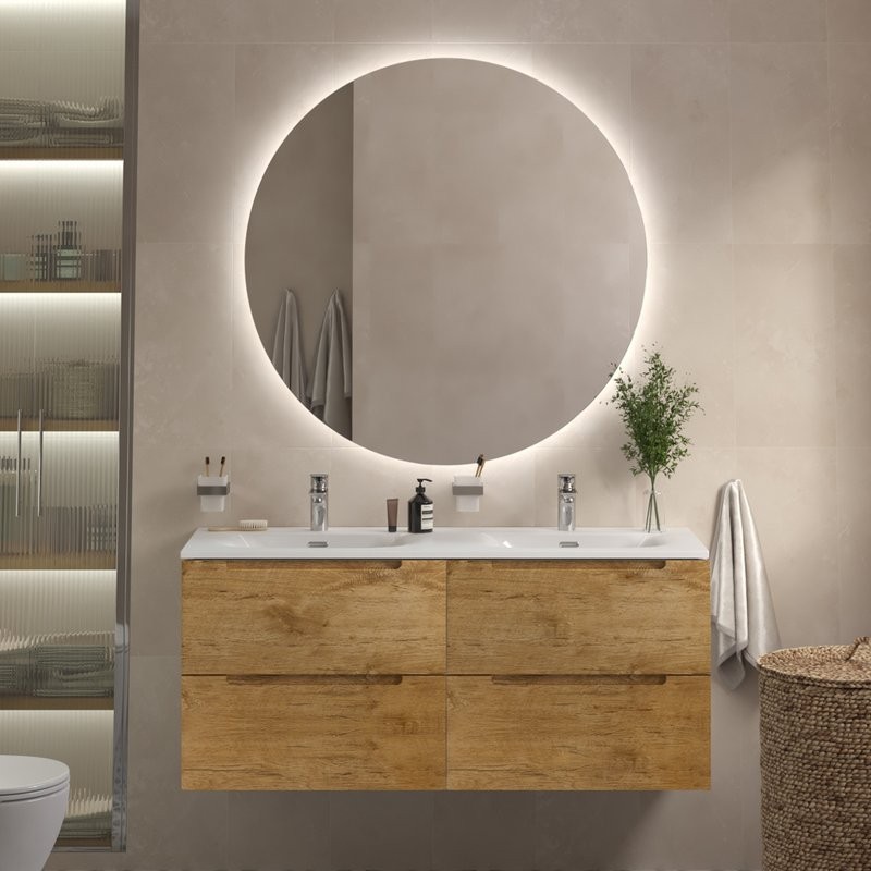 Тумба с раковиной BelBagno Etna 120 для двоих, rovere nature, раковина BB-8099-120-2