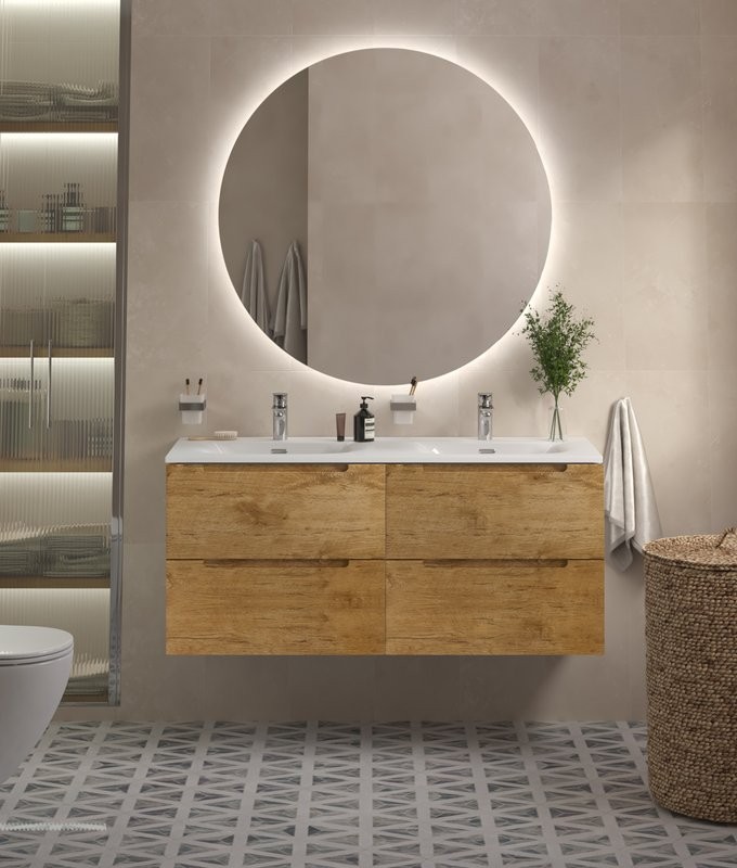 Тумба с раковиной BelBagno Etna 120 для двоих, rovere nature, раковина BB-8099-120-2
