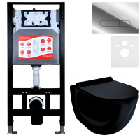 Комплект Унитаз подвесной Esbano Garcia ESUPGARCB черный глянец + Инсталляция Fram + Кнопка ESINOVL17SC