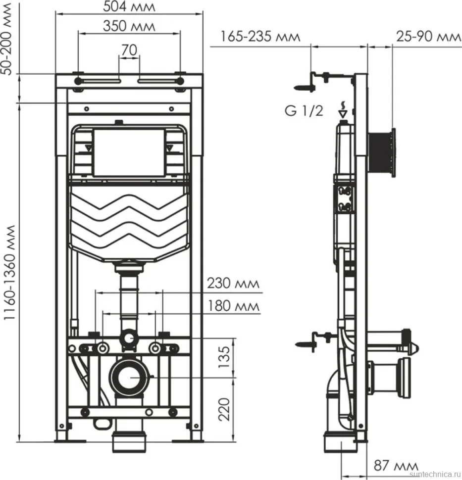 Система инсталляции для унитазов Wasserkraft Alme 15TLT.010.ME.WH02 с кнопкой смыва белой