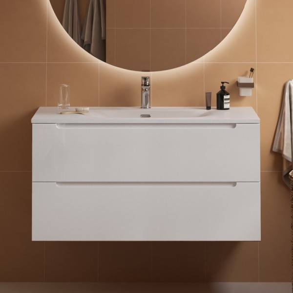 Тумба с раковиной BelBagno Etna 100 bianco lucido, раковина BB-8099-100